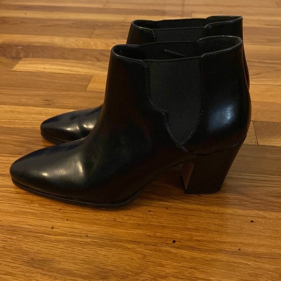H&M Women’s Black Leather Heeled Booties Size 38 - Picture 2 of 8
